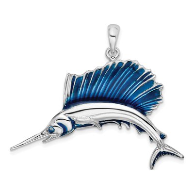 Sterling Silver Enameled Sailfish Pendant