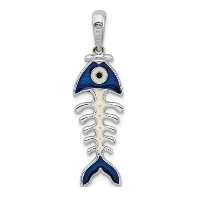 Sterling Silver 3D Enameled Fishbone Pendant – view 4
