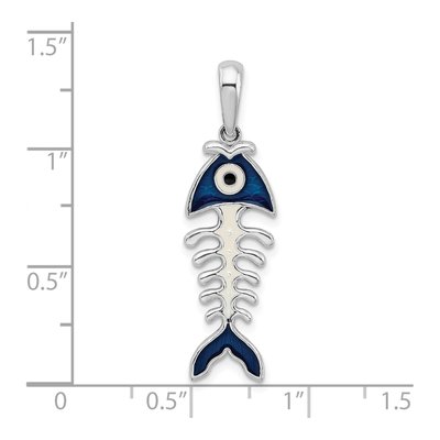 Sterling Silver 3D Enameled Fishbone Pendant – view 5