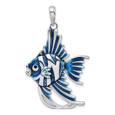 Sterling Silver Enameled Angel Fish Pendant