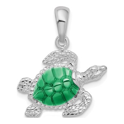 Sterling Silver Enameled Sea Turtle Pendant