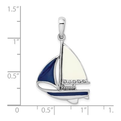 Sterling Silver Enameled Sailboat Pendant – view 4