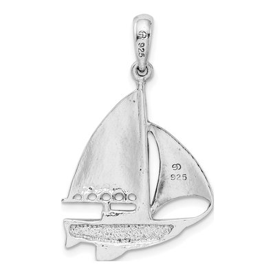 Sterling Silver Enameled Sailboat Pendant – view 5