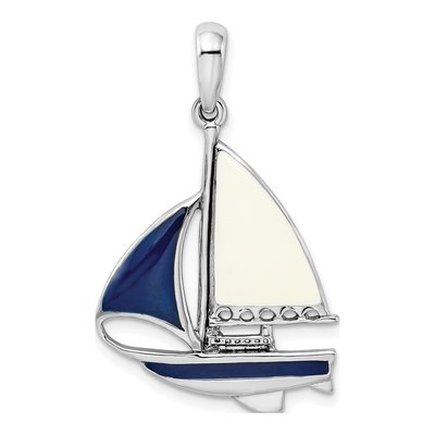 Sterling Silver Enameled Sailboat Pendant