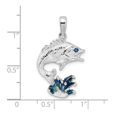 Sterling Silver Enameled Jumping Bass Fish Pendant – view 4