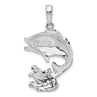 Sterling Silver Enameled Jumping Bass Fish Pendant – view 5