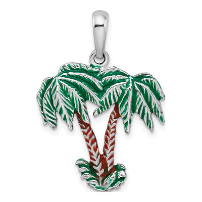 Sterling Silver Enameled Palm Trees Pendant
