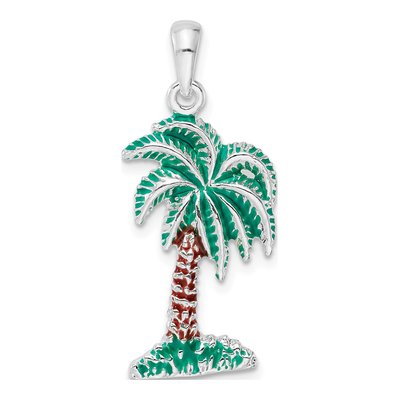 Sterling Silver Enameled Palmetto Pendant