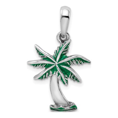 Sterling Silver Enameled Palm Tree Pendant