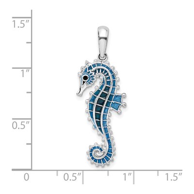 Sterling Silver Blue Seahorse Pendant – view 4