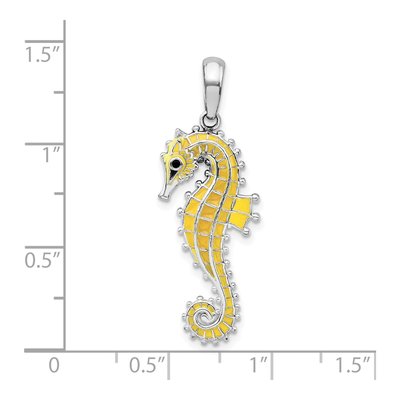 Sterling Silver 3D Enamel Seahorse Pendant – view 4