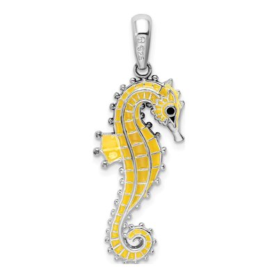 Sterling Silver 3D Enamel Seahorse Pendant – view 5