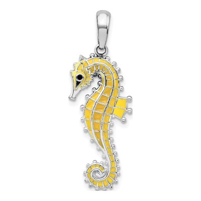 Sterling Silver 3D Enamel Seahorse Pendant