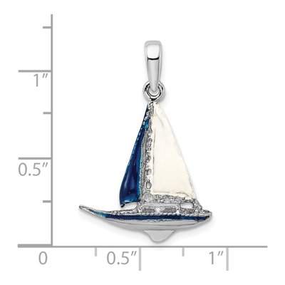Sterling Silver 3D Enamel Sailboat Pendant – view 4