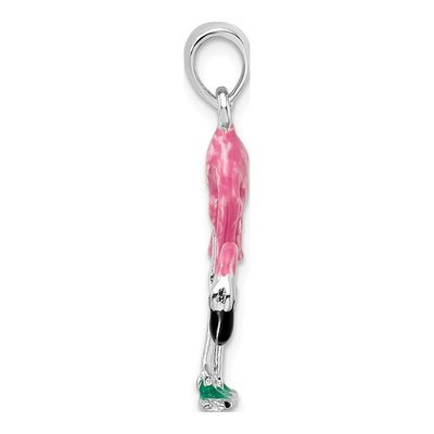 Sterling Silver 3D Pink Flamingo Pendant – view 3