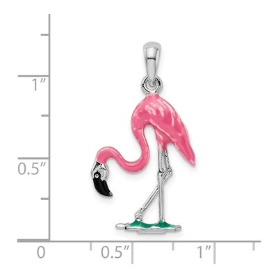 Sterling Silver 3D Pink Flamingo Pendant – view 4