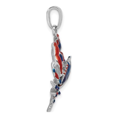 Sterling Silver Enameled Blue Crab Pendant – view 3