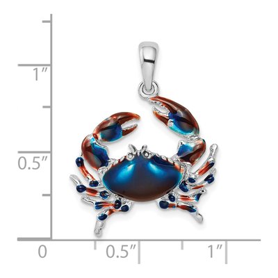 Sterling Silver Enameled Blue Crab Pendant – view 4