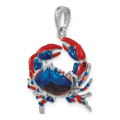 Sterling Silver Enameled Blue Crab Pendant – view 6