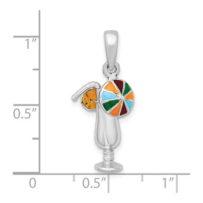 Sterling Silver Enameled Tropical Drink Pendant – view 4