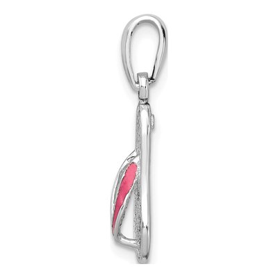 Sterling Silver Pink Enamel Flip-Flop Pendant – view 3