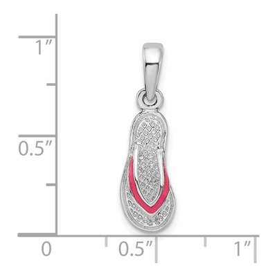 Sterling Silver Pink Enamel Flip-Flop Pendant – view 4
