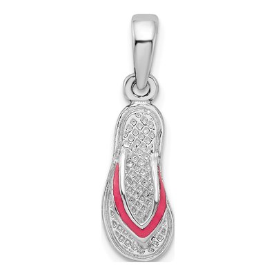 Sterling Silver Pink Enamel Flip-Flop Pendant