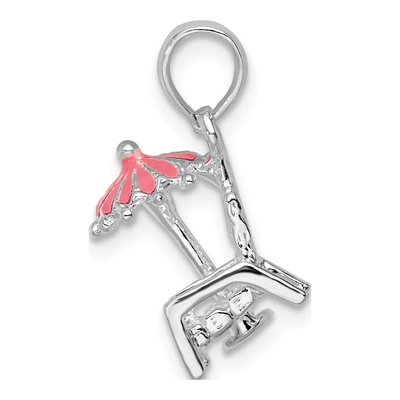 Sterling Silver 3D Enameled Beach Chair Pendant – view 3