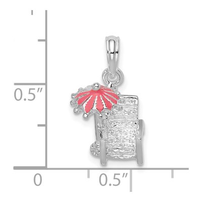 Sterling Silver 3D Enameled Beach Chair Pendant – view 4
