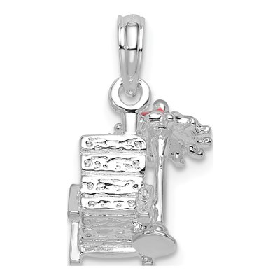 Sterling Silver 3D Enameled Beach Chair Pendant – view 5