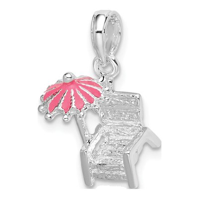 Sterling Silver 3D Enameled Beach Chair Pendant – view 6