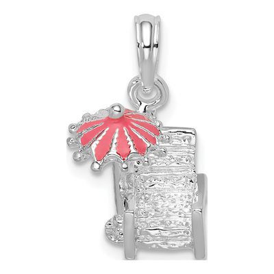 Sterling Silver 3D Enameled Beach Chair Pendant