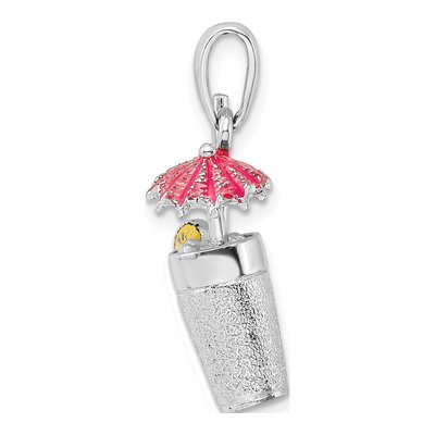 Sterling Silver 3D Enamel Cocktail Drink Pendant – view 3