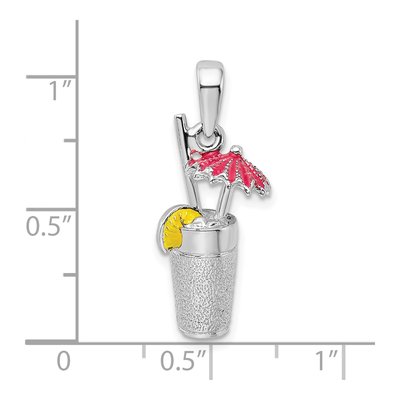 Sterling Silver 3D Enamel Cocktail Drink Pendant – view 4