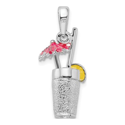 Sterling Silver 3D Enamel Cocktail Drink Pendant – view 5
