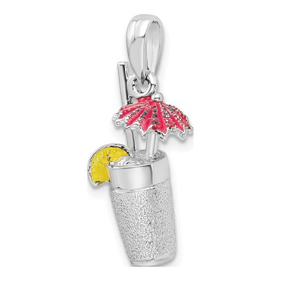Sterling Silver 3D Enamel Cocktail Drink Pendant – view 6