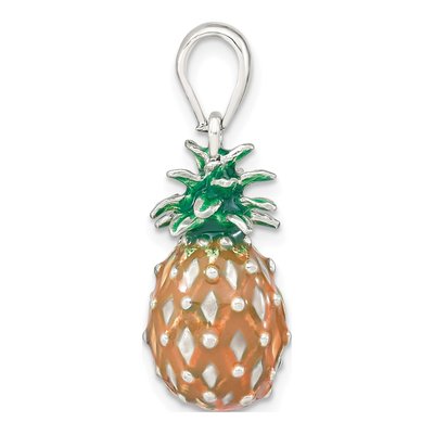 Sterling Silver 3D Enamel Pineapple Pendant – view 3
