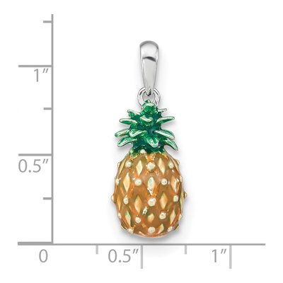 Sterling Silver 3D Enamel Pineapple Pendant – view 4