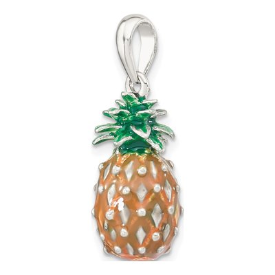 Sterling Silver 3D Enamel Pineapple Pendant – view 5