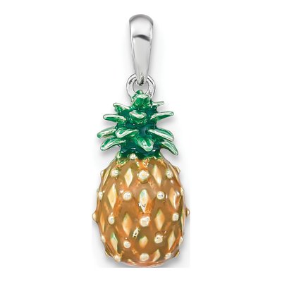 Sterling Silver 3D Enamel Pineapple Pendant