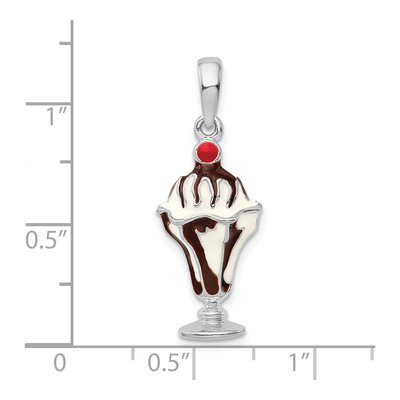Sterling Silver Enamel Chocolate Sundae Pendant – view 4