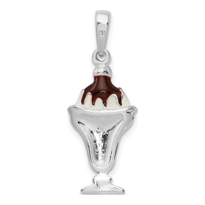 Sterling Silver Enamel Chocolate Sundae Pendant – view 5