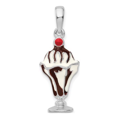 Sterling Silver Enamel Chocolate Sundae Pendant