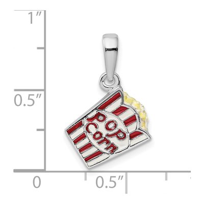 Sterling Silver 3D Enameled Popcorn Bag Pendant – view 4
