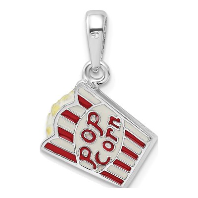 Sterling Silver 3D Enameled Popcorn Bag Pendant – view 5