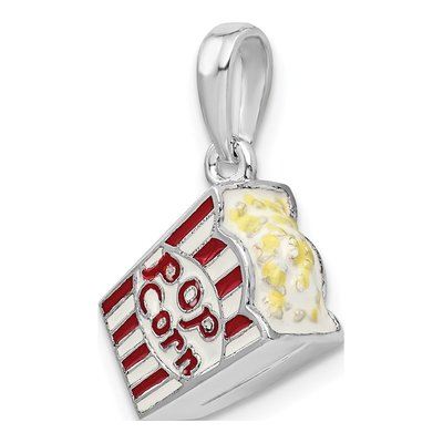 Sterling Silver 3D Enameled Popcorn Bag Pendant – view 6