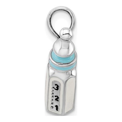 Sterling Silver 3D Blue Baby Bottle Pendant – view 3