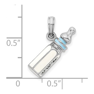 Sterling Silver 3D Blue Baby Bottle Pendant – view 4