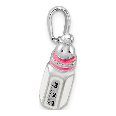 Sterling Silver Pink Baby Bottle Pendant – view 3