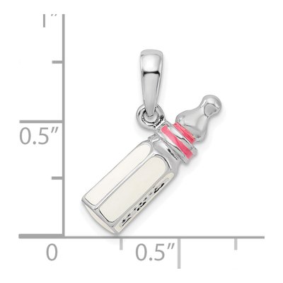 Sterling Silver Pink Baby Bottle Pendant – view 4